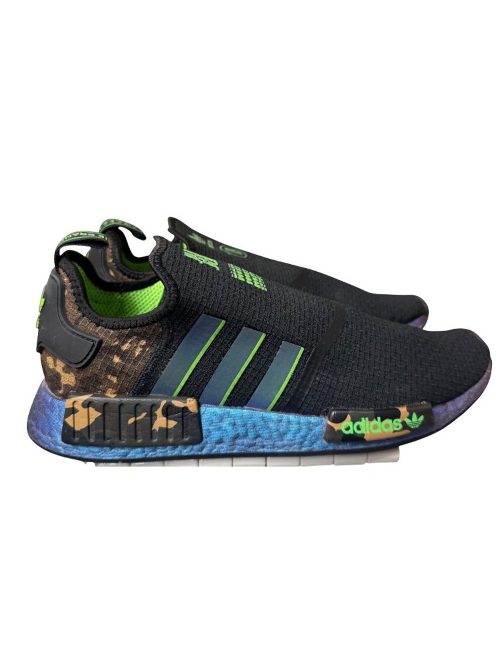 Adidas Mens Size 12 Juju Smith Schuster NMD Black & Green Camo Print Sneakers.